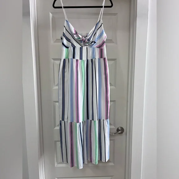 NWOT LOFT Never worn Striped Tie Front Strappy Midi Dress Size 6 - Picture 2 of 3